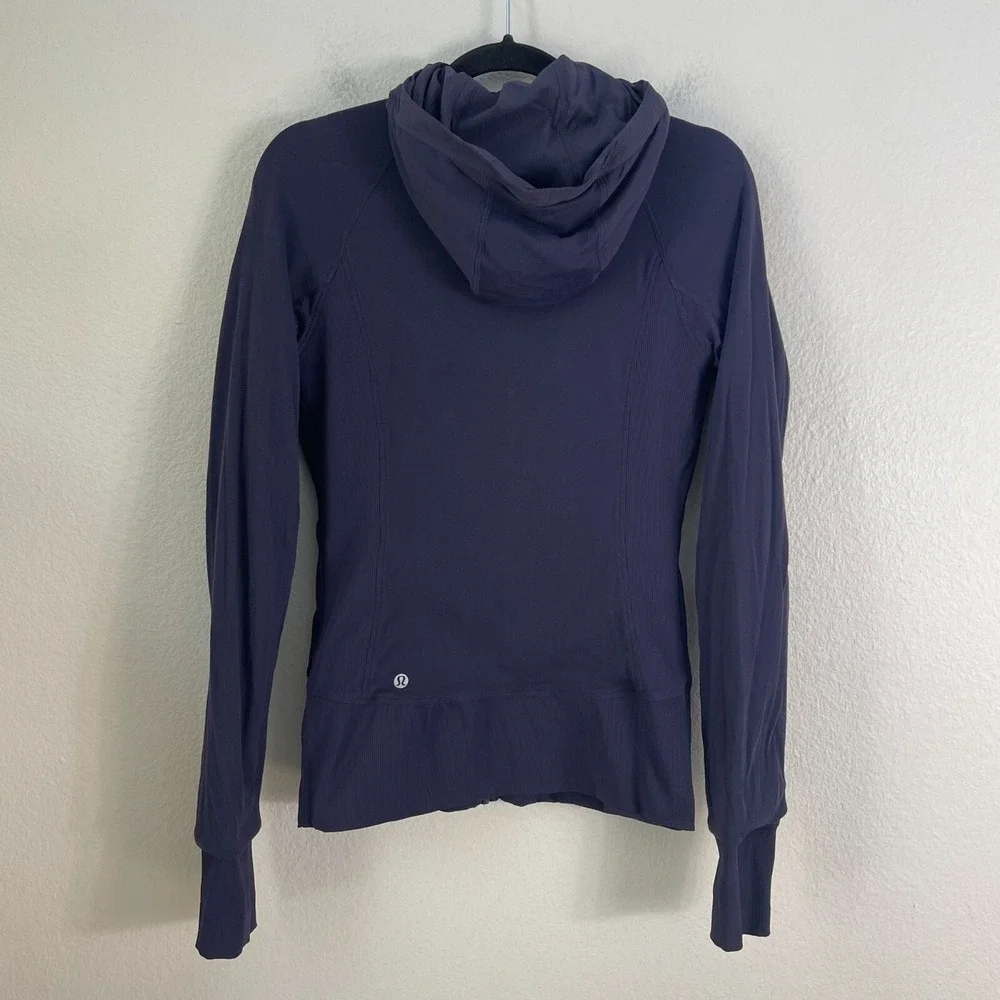 Lululemon Womens 8 Flux Jacket Reversible Zip Up Hooded‎ Navy